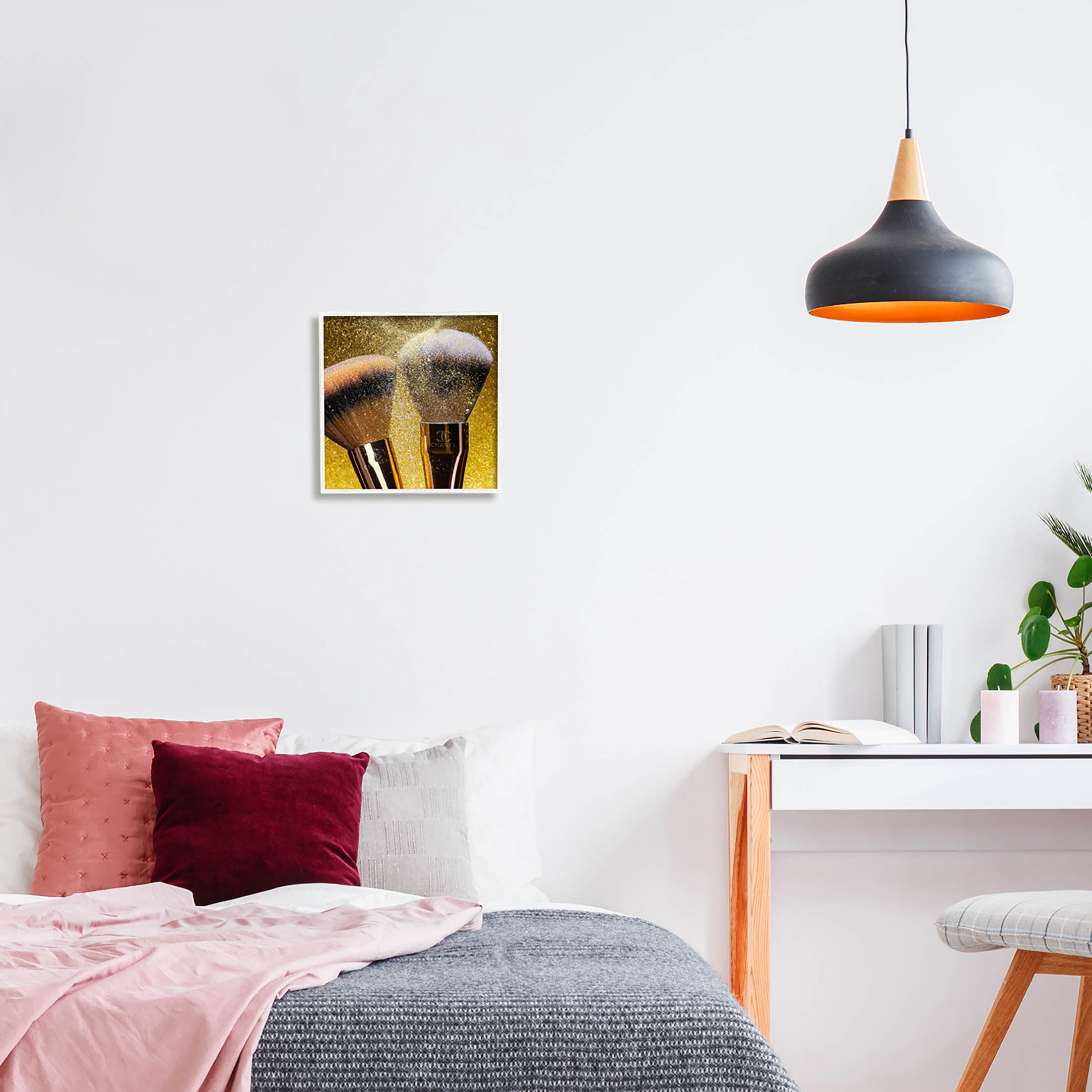 Stupell Industries Makeup Brush Glam Glimmer Graphic Art White Framed Art Print Wall Art, Design by Ziwei Li