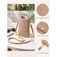 thumbnail image 4 of Gustave Women Straw Crossbody Shoulder Bag Small Cell Phone Purse Summer Beach Woven Rattan Bags Casual Mini Satchel Pouch "Dark Beige", 4 of 8