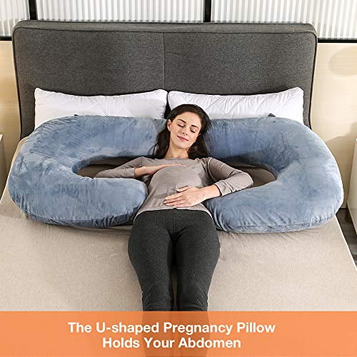 Upgrade 57 Inch J-Shape Full Body Maternity Pillow with Washable Velvet Cover Support for Legs Back Grey JIAN YA NA Pregnancy Pillow Belly for Pregnant Women Hips 