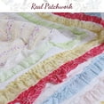 thumbnail image 3 of Juego de ropa de cama reversible de algodón con volantes y rayas de colores para niña, colcha reversible para dormitorio, habitación de invitados, RV, hotel (arcoíris, tamaño Queen, 3 piezas), 3 of 5