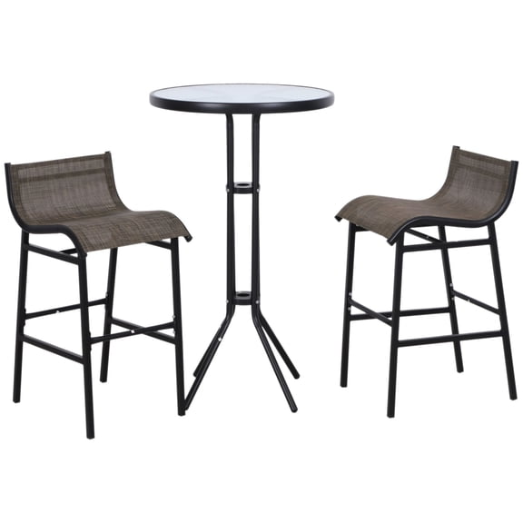 3 Piece Bar Height Set | Great for Relaxing on Balconies & Poolsides | Comfortable Mesh Seating & Sturdy Table | Solves Problem of Uncomfortable Outdoor Seating
