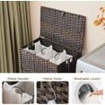 thumbnail image 7 of Laundry Hamper with Wheels, 34.3 Gallon(130L) Rolling Laundry Basket with Lid, 3-Section Rattan Clothes Hamper with 3 Removable Liner & 3 Mesh Bags, Laundry Sorter with Side Pocket, Brown, 7 of 7