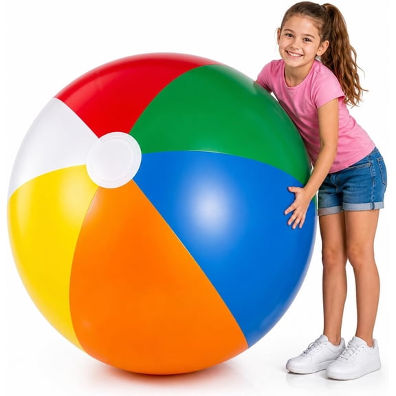 24-inch Giant Beach Ball - (Pack of 3) Big Inflatable Beach Balls for Pool Toys, Blow Up large inflatable Ball Toys for Kids Pool Parties, Themed Birthdays, Beach Events, Summer Party Decorations