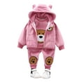 thumbnail image 2 of Esaierr 1-5Y Toddler Baby Boys Girl 3Pcs Winter Tracksuits Fleece Clothes Set Kids Fleece Thicken Sweatshirt+Hooded Fleece Vest+Winter Pants Outfits, 2 of 7