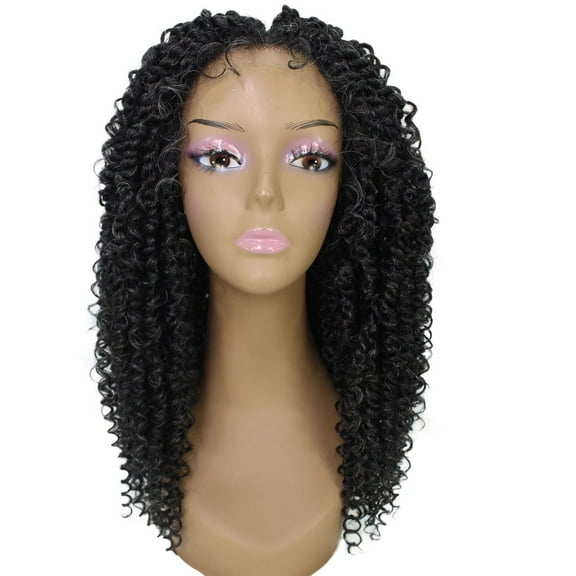 LUXLUXE Tierra Ginger Wig for Women Curly 19" Long Lace Braided Gray Wig, Heat Resistant Fiber Hair