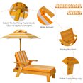 thumbnail image 6 of Costway Kids Outdoor Chaise Lounge Patio Wood Lounge Chair with Detachable & Height Adjustable Umbrella Portable Chair, 6 of 10