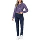 thumbnail image 2 of CHAQUETA MOTERA CORTA DE SUEDE FALSO CON CUELLO CAÍDO PARA MUJERES INSPIRE CHIC TAMAÑO XS MORADO, 2 of 5