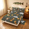 thumbnail image 2 of Manfei Cartoon Giraffe Elephant Bed Sheets, Woodland Tree Plant Full Size Sheets, Cream White, 4pcs, 1 Flat Sheet, 1 Fitted Sheet and 2 Pillowcases, 2 of 6