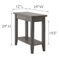thumbnail image 3 of Smoke Gray Solid Wood Narrow End Table with Shelf, Small Space, 12 in. W, 3 of 8