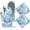 Blue Hydrangea Flowers,watercolor, variant on First Coffee Oven Mitts and Pot Holders Vintage Modern Art Silicone Kitchen Accessories Set of 4 Heat Resistant Non-Slip Long Gloves Potholder for Chef Cooking Baking Gifts Women Men