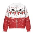 thumbnail image 4 of Xixirimido Women's Windbreaker Bomber Jacket Zip Up Jacket Fall Winter Casual Coat Lightweight Women Loose Fit Outerwear with Pockets, Christmas Snowflake Snowman, Medium, 4 of 7