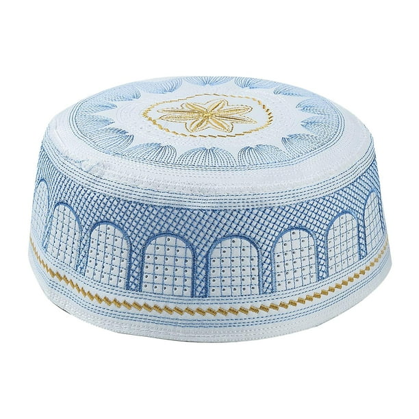 Gorro de oración musulmán islámico para hombre, gorro turco estructurado, regalo para hombre. Azul