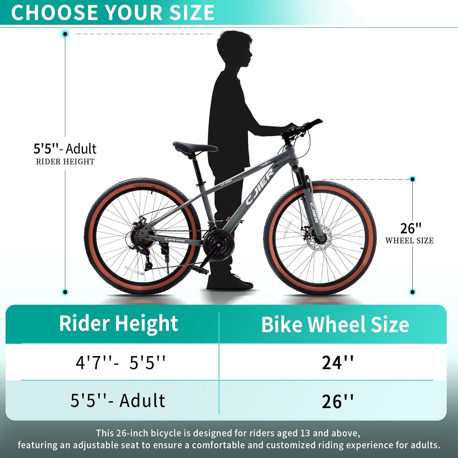 NEORIVER 20 Inch Kids Mountain Bike, 21-Speed Bikes for Boys with Disc Brakes, Suspension Fork & Tool-Free Assembly