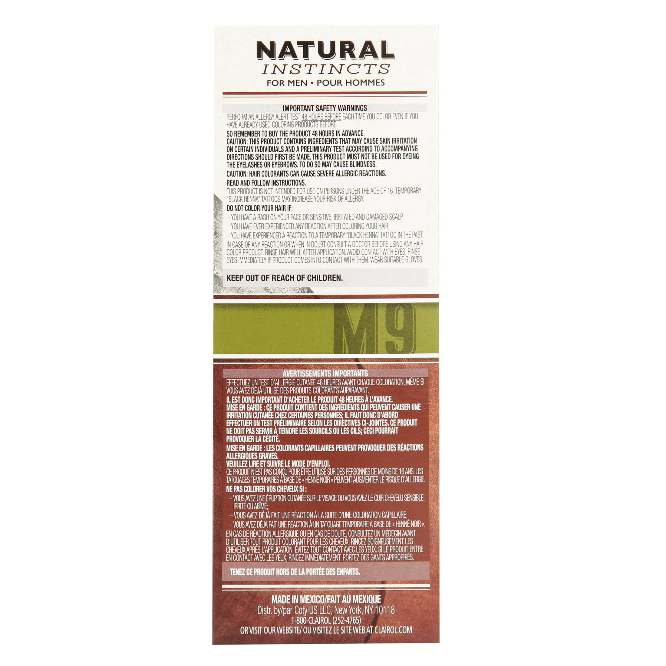 Clairol Natural Instincts for Men Hair Dye Demi-Permanent Hair Color Creme, M9 Light Brown