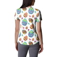thumbnail image 6 of OIOLOYJM Womens Easter Scrub Tops Funny Stretch Bunny Eggs Print Tops Short Sleeve V Neck Shirt Casual Plus Size Workwear Uniforms with 2 Pockets Hot Pink 4XL, 6 of 6
