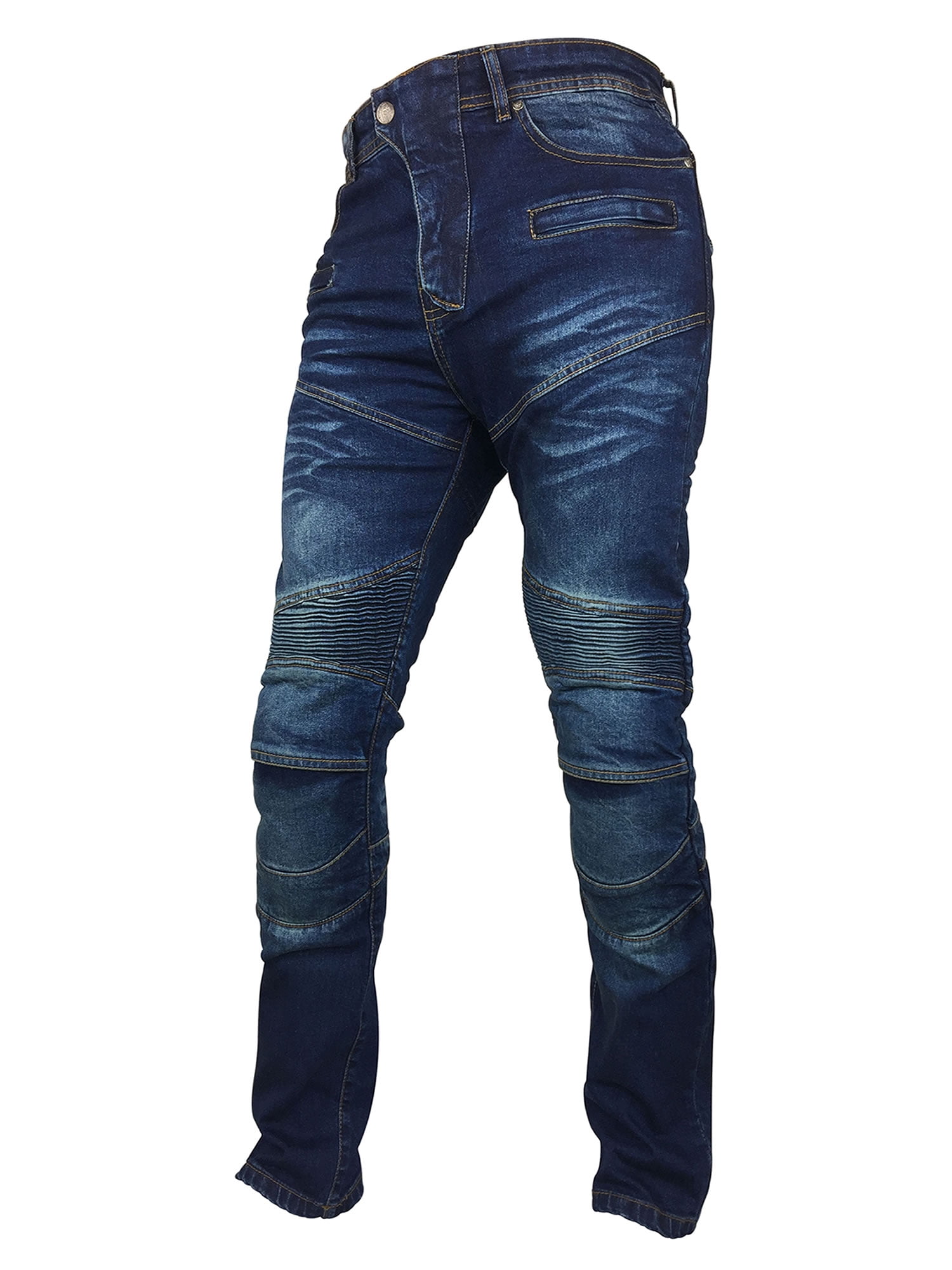 Mens Classic Motorbike Motorcycle Biker Trousers Pants Jeans with Protective Lining,Blue,M