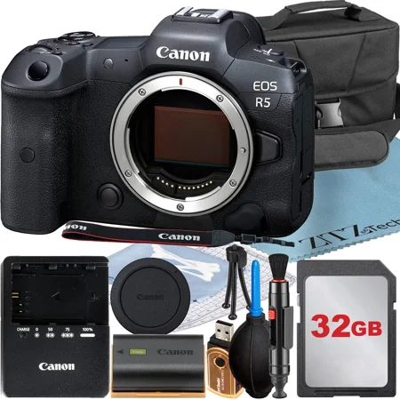 Canon EOS R5 Mirrorless Digital Camera (Body Only) Full-Frame with 32GB + Case + ZeeTech Accessory Bundle (International Version)