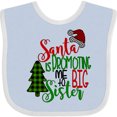 thumbnail image 3 of Inktastic Santa is Promoting Me to Big Sister Green Plaid Tree Girls Baby Bib, 3 of 4