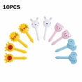 thumbnail image 1 of Yuarrent Paquete de 10 tenedores de frutas para niños, tenedores decorativos para pasteles de verduras, portátiles, coloridos, reutilizables, Mostrada, 1 of 6