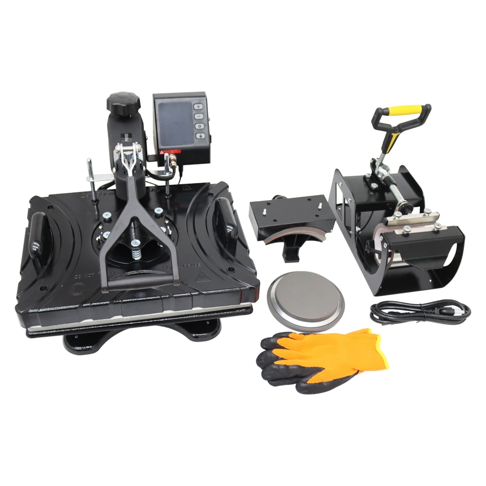INTSUPERMAI 5in1 Heat Press Machine Printing Digital Transfer Sublimation with Double-Tube Heating 360 Degree Swing-Away for Plate Mug Cup Hat