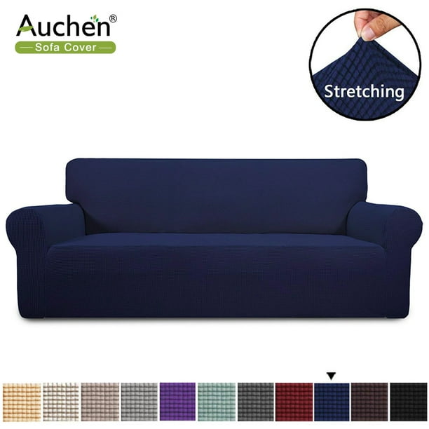 Auchen Navy Blue Couch Covers For Sofa High Stretch Cover 1 Piece Lounge Auchen Navy Blue Couch Covers For Sofa, Blue Sofa Covers