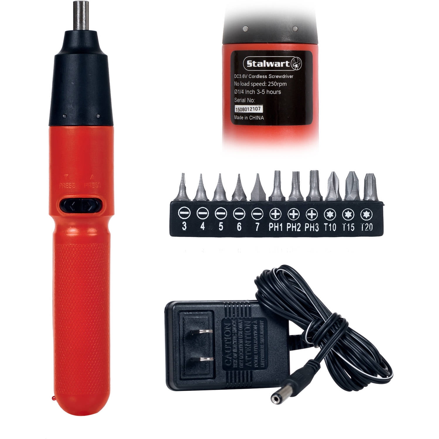 Stalwart 3.6V Cordless Screwdriver with 11 Bits
