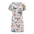 thumbnail image 4 of FKELYI Button Down Nightgowns Women Soft Sleepwear Dress Breathable Nightshirt Dress Hummingbird Love Butterfly Print Pajama Dress Nightwear Short Sleeve Dress for Summer, 2XL, 4 of 6