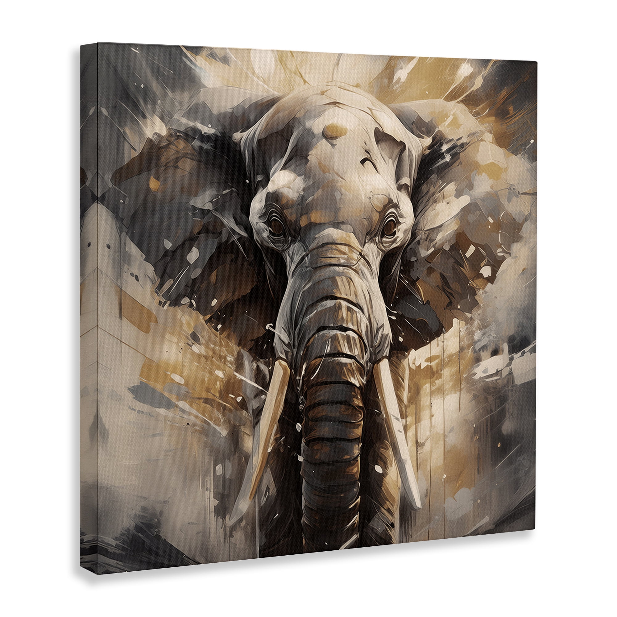 Stupell Industries Modern Splatter Elephant Animals Painting Wrapped Canvas Art Print Wall Art, 17 x 17