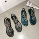 thumbnail image 2 of Sandalias de Tanga con banda elástica femenina, chanclas, zapatos planos con diamantes de imitación, punta abierta de verano, costura, negro, azul, de talla grande 35-4036 Gao Jinjia LED, 2 of 2