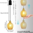 thumbnail image 4 of FSLiving Adjustable Height H Type Track Lighting Natural Wood E26 Socket Chandeliers Handmade Hammered Amber Glass 6.5 ft Dimmable Pendant Light Decorate for Plant Kitchen Island Customizable, 4 of 7