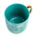 thumbnail image 3 of Thyme & Table 16 fl oz Teal Succulent Ceramic Coffee Mug, 3 of 4