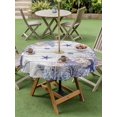 thumbnail image 4 of Outdoor Tablecloth with Umbrella Hole for Patio/Picnic/Party/Camping, Purple Coastal Waterproof Table Cloth Round Cover Washable, Beach Nautical Coral Starfish Vintage (Dia 60"), 4 of 9