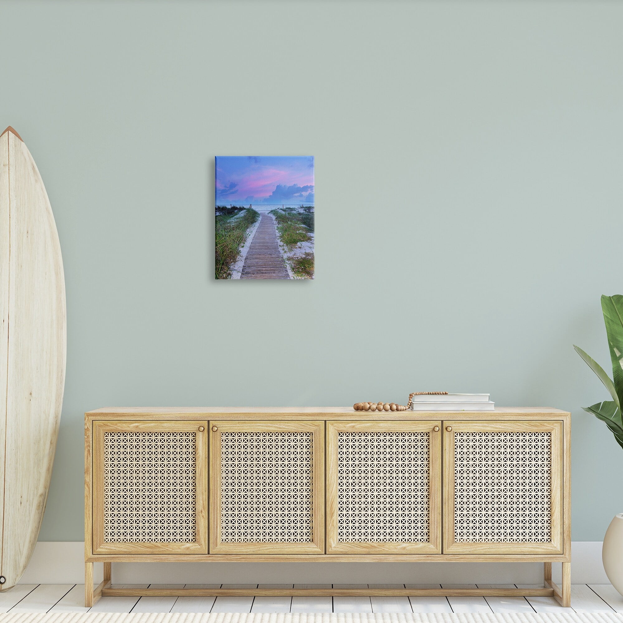 Stupell Industries Cool Beach Sunset Pink Sky Wooden Plank Path, 36 x 48,Design by Jack Reed