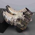 thumbnail image 3 of Men's Python Print Double Buckle Chelsea Boots - Vintage Pointed Toe Ankle Boots with Side Zipper, Comfortable Low Heel, 3 of 6
