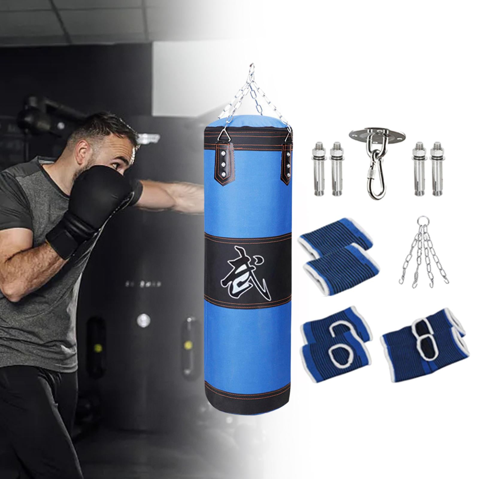 Baoblaze Boxing Bag Heavy Bag Wrist Guards Hanging Unfilled Bag Fillable Punching Bag for Blue 100cm
