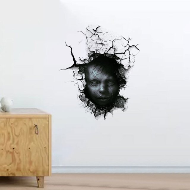 Pegatinas de pared 3D de Halloween brillar removibles fantasma masculino decorativas