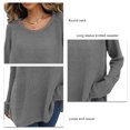 thumbnail image 4 of Suéter de punto Manga larga Cuello redondo Color puro Dobladillo suelto Suéter casual para mujer, 4 of 5