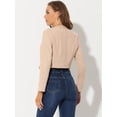thumbnail image 3 of Chaqueta corta de manga larga con cremallera y cuello levantado de ante sintético para mujer Albaricoque beige L, 3 of 4