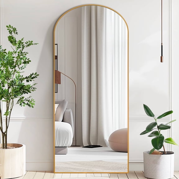 MAYEERTY 71" × 32" Arched Full Length Mirror Aluminium Alloy Floor Mirror, Gold