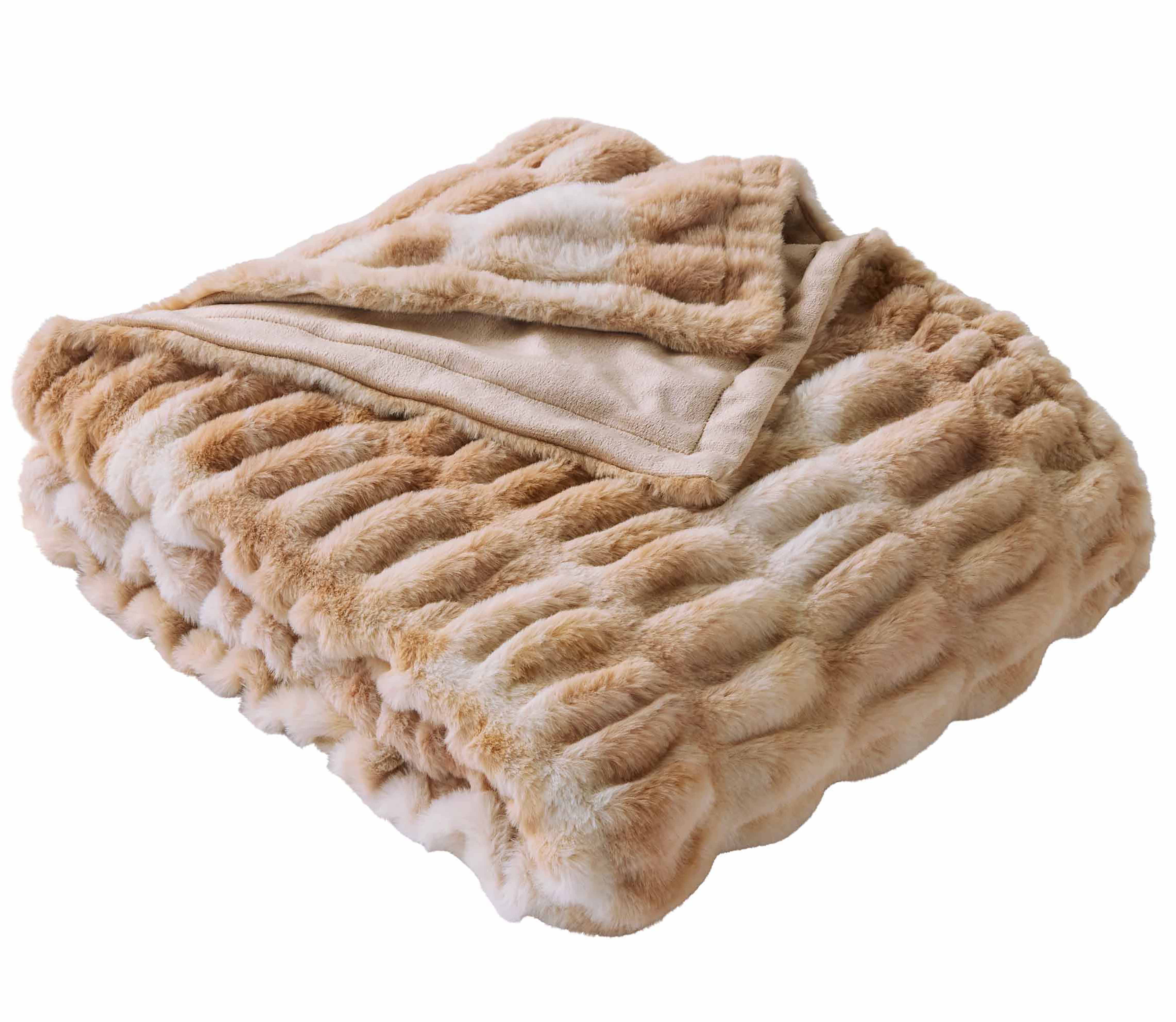 Better Homes & Gardens Natural Tie Dye Ruched Faux Fur Throw, 50"x72"