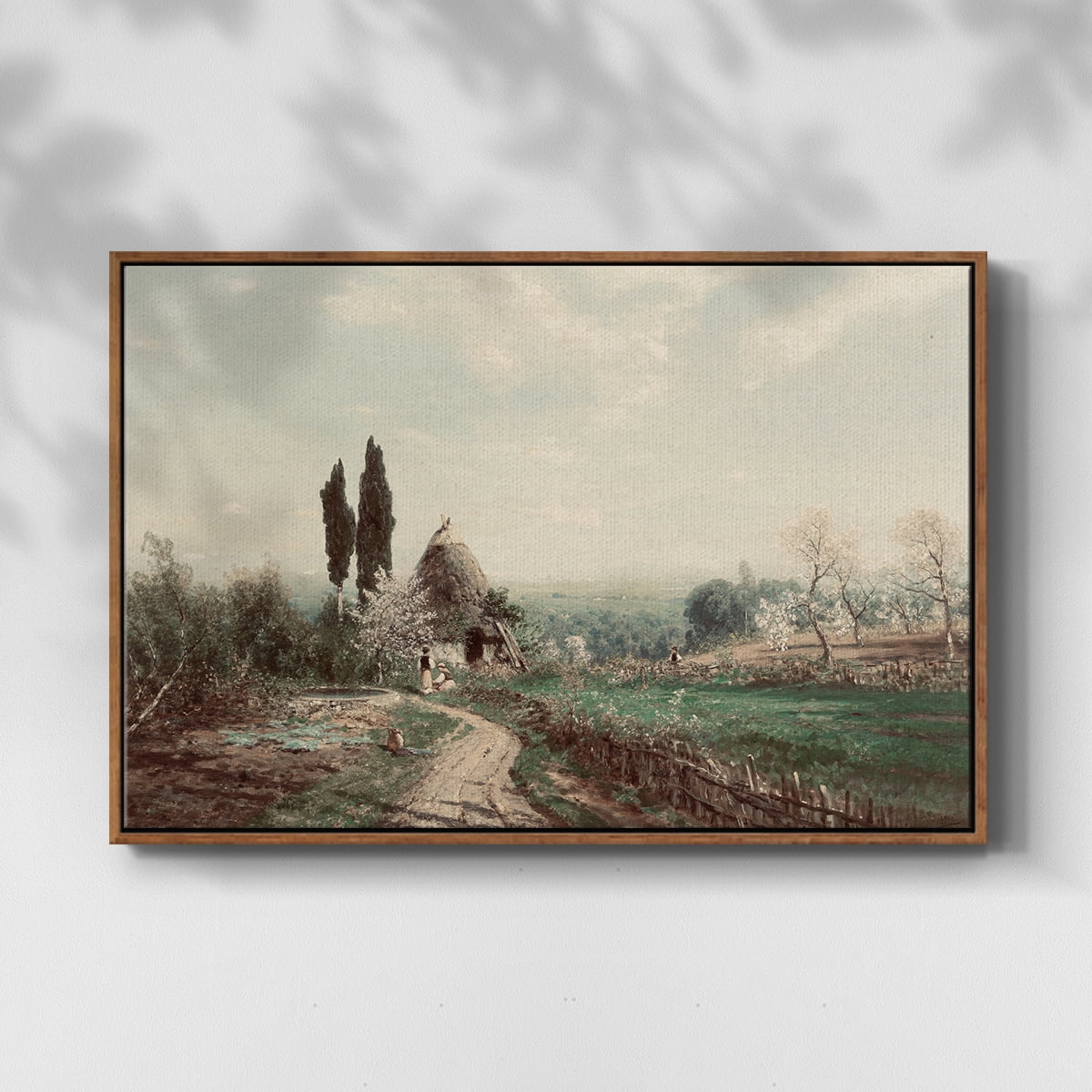 Vintage Landscape-CD By Wexford Home Framed in Walnut Wood Gallery Wrapped Canvas 17 in. x 25 in.