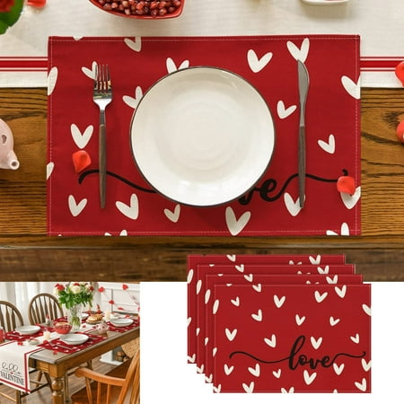 

CHMORA Love Print Table Runner Merry Tablecloth Holiday Table Decorations