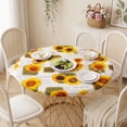 thumbnail image 6 of Tcwhniev Indoor Outdoor Fitted Vinyl Round Tablecloth with Flannel Backing,Elastic Edged, Waterproof Wipeable Table Cover, PVC Round Tablecloth for 36"-44" Tables, 6 of 7