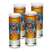 SET OF 4 Firefighters Fire Rescue First In Last Out 2 Ounce Shooter Shot Glasses