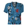 thumbnail image 1 of Gibobby Camiseta de Manga Corta con Cuello en V Camiseta suelta informal con cuello en V para mujer, blusa manga corta con estampado(Azul,XL), 1 of 5