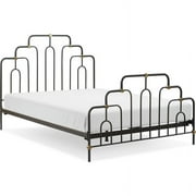 Pemberly Row Modern / Contemporary Astrid Queen Size Bed Black and Brass