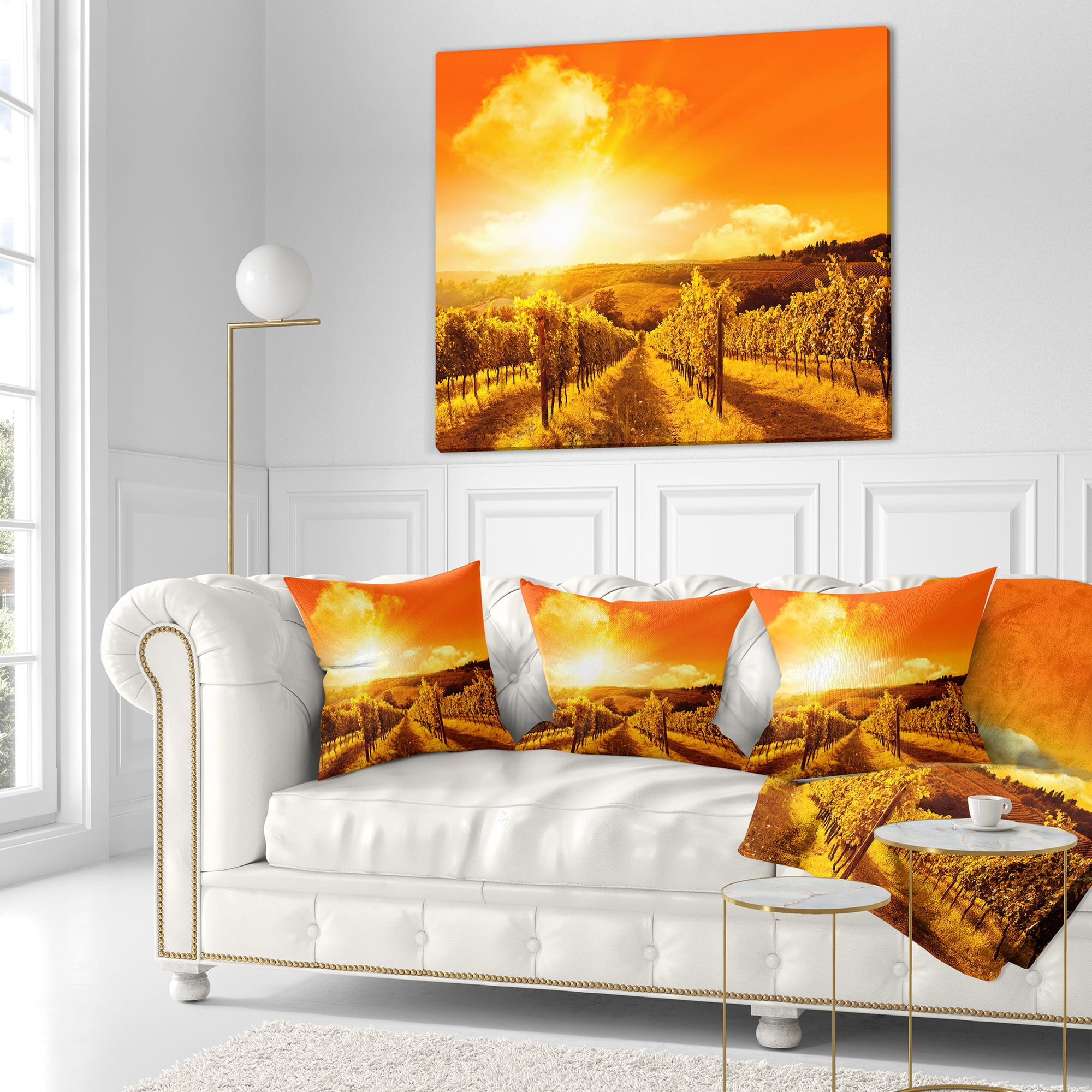 Designart Scenic Sunset Road in Italy - Landscape Printed Throw Pillow - 16x16
