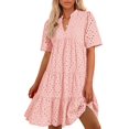 thumbnail image 1 of Vestido casual BTFBM para mujer, bohemio, verano, cuello en V, manga corta, 1 of 9