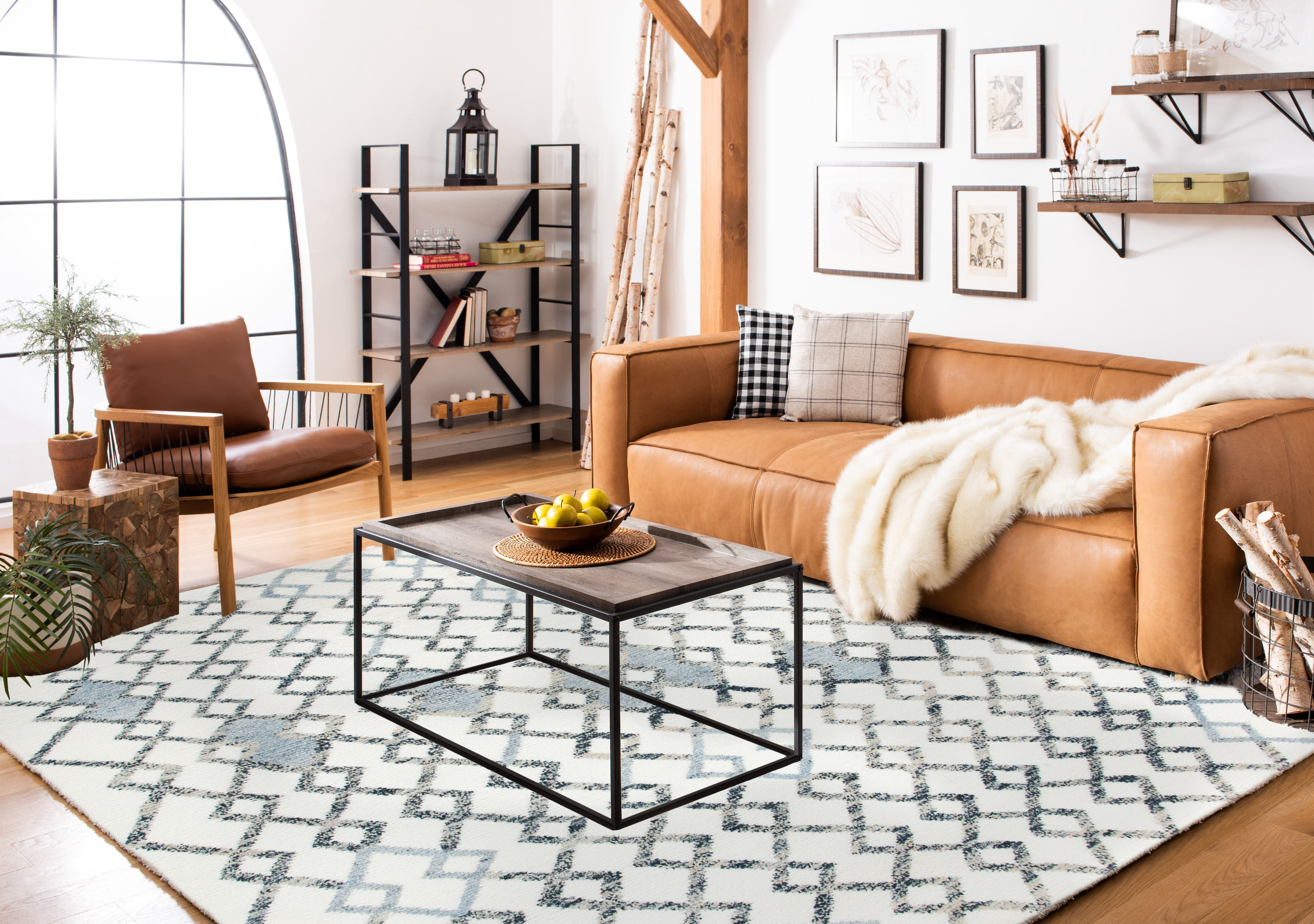 SAFAVIEH Casablanca Bronagh Geometric Area Rug, Ivory/Grey, 4' x 6'