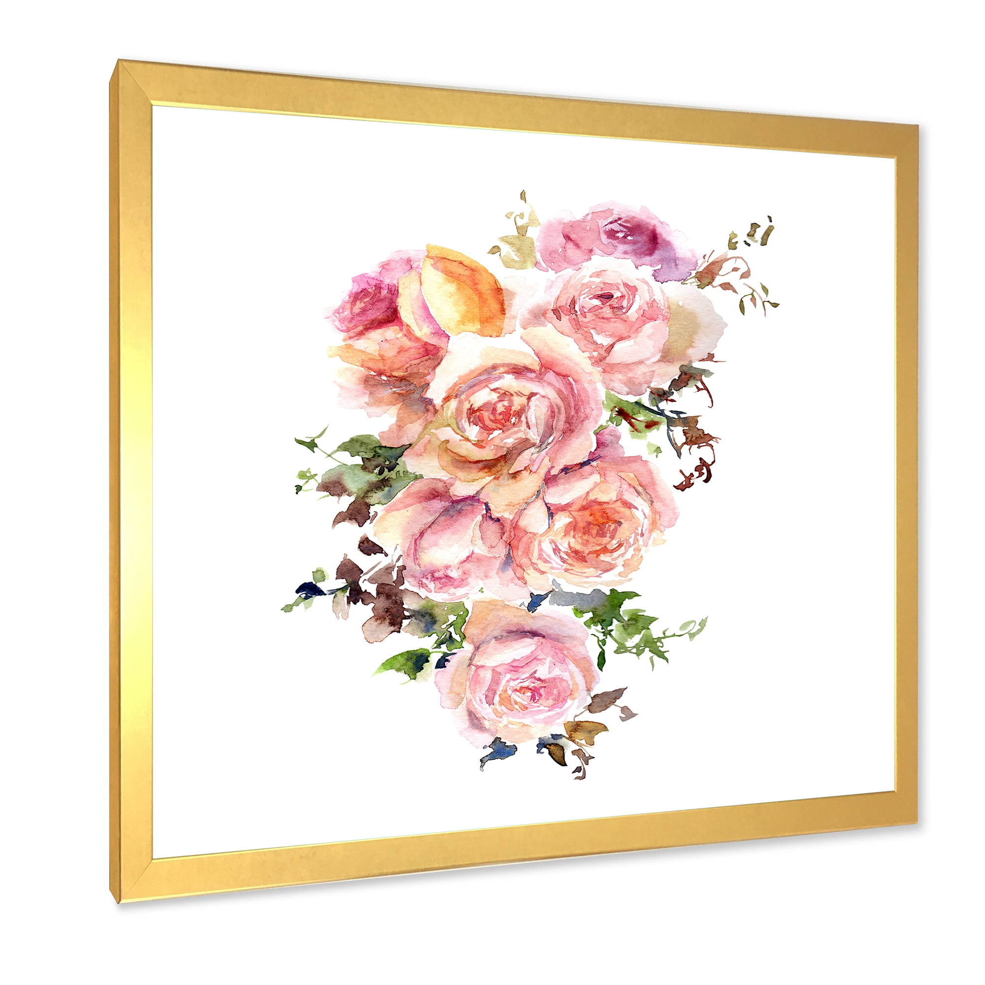 Designart 'Bouquet Of Pink Roses Flowers' Traditional Framed Art Print